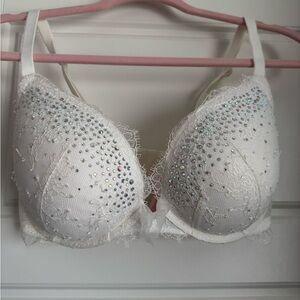 Lace Push-Up Bra with Crystal Accents